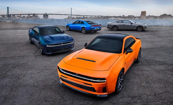Stellantis performance vehicles including Dodge models showcased together outdoors