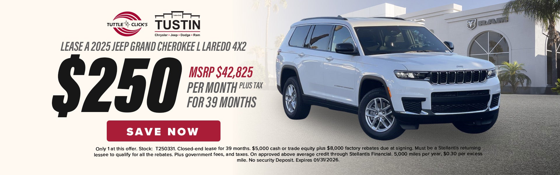 Lease a 2025 Jeep Grand Cherokee L Laredo 4X2